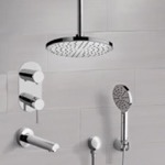 Remer TSH65 Chrome Tub and Shower System With Rain Ceiling Shower Head and Hand Shower